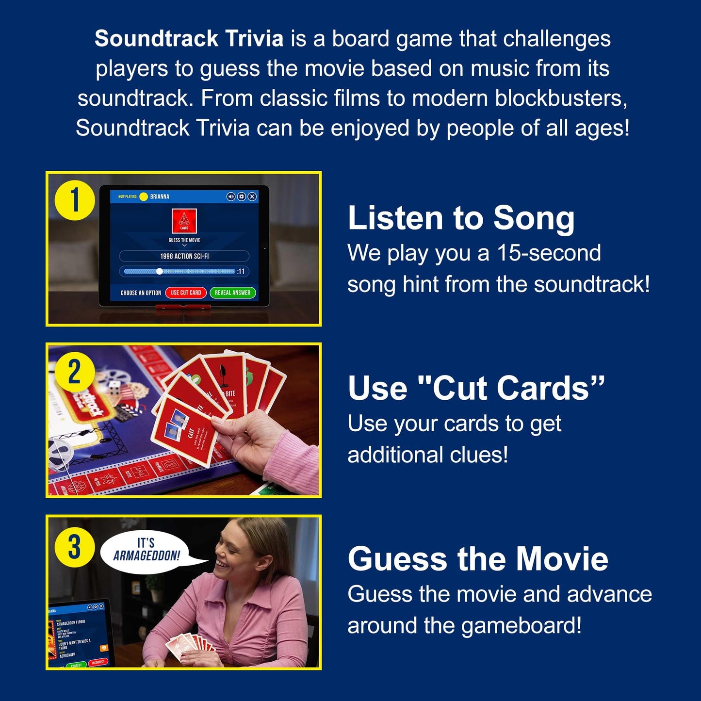 Soundtrack Trivia Limited Edition Movie Game by GAME NIGHT MEDIA | Bluetooth Speaker, Hand-Painted Pieces & Coasters