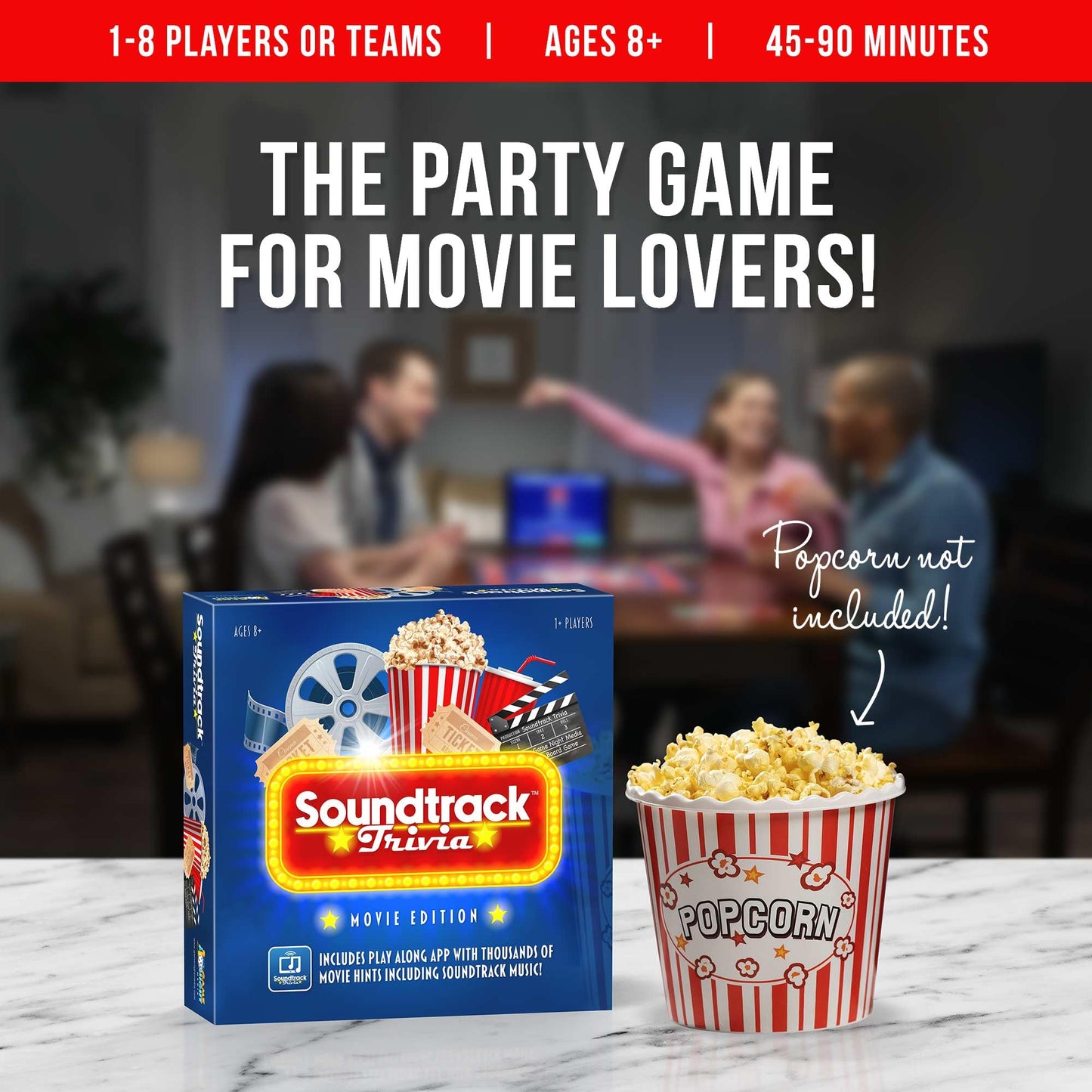 Soundtrack Trivia Limited Edition Movie Game by GAME NIGHT MEDIA | Bluetooth Speaker, Hand-Painted Pieces & Coasters