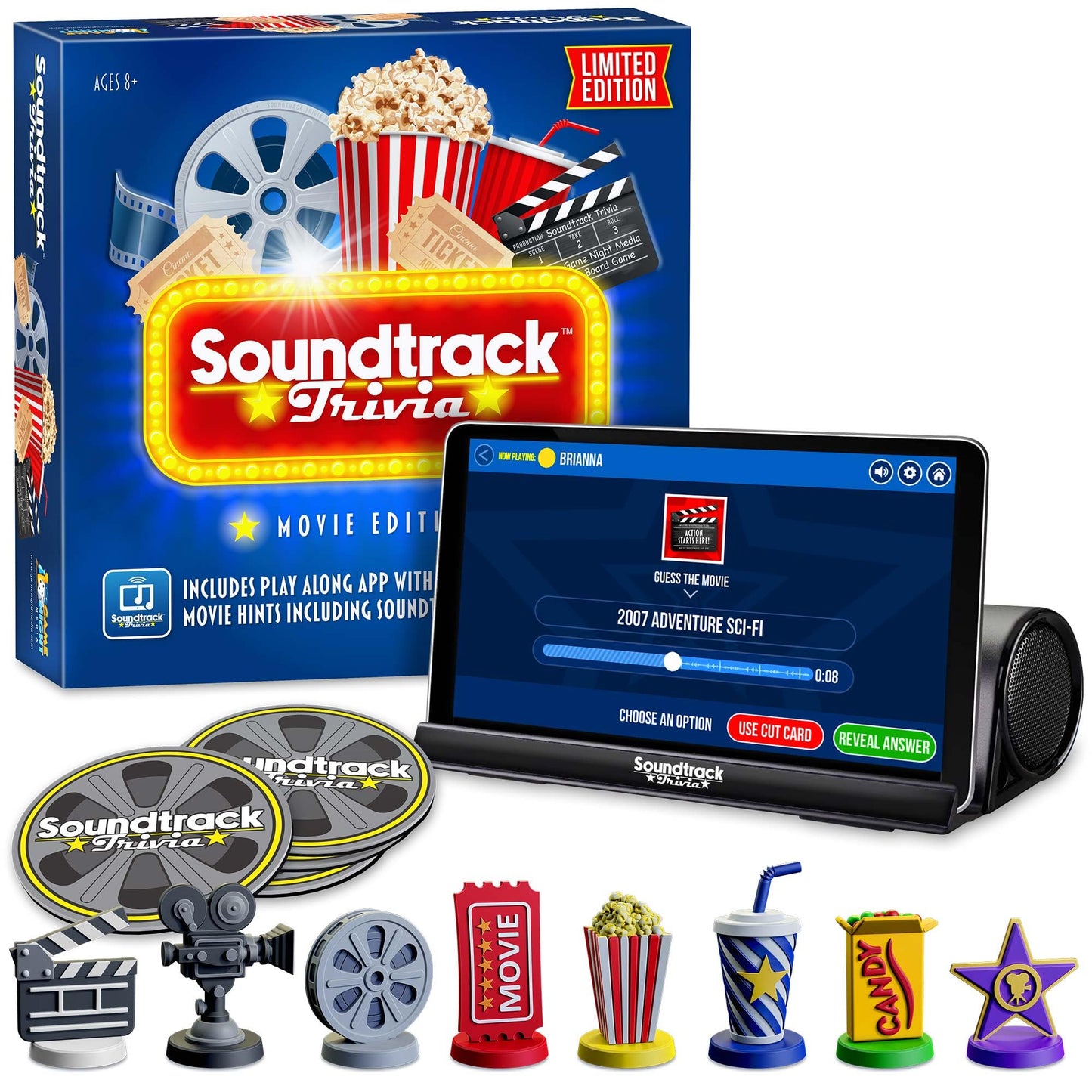 Soundtrack Trivia Limited Edition Movie Game by GAME NIGHT MEDIA | Bluetooth Speaker, Hand-Painted Pieces & Coasters