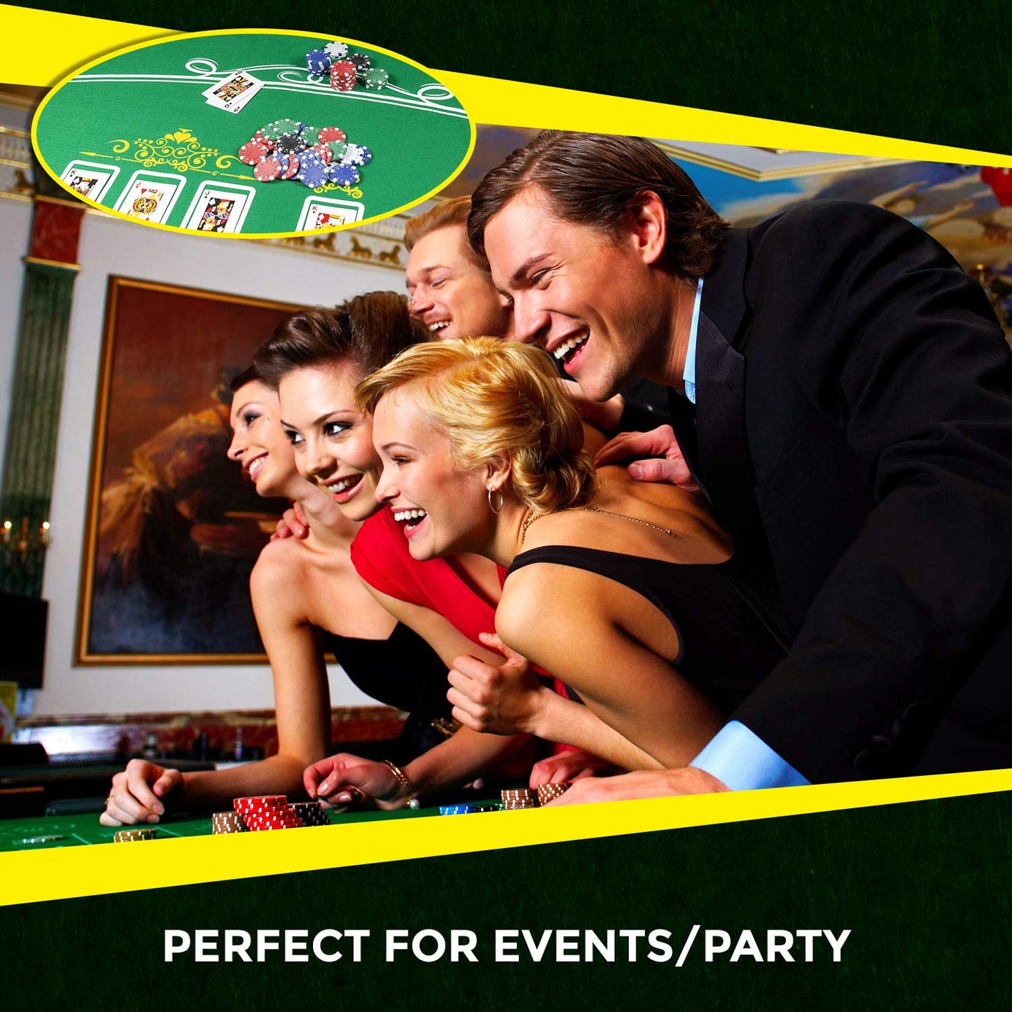 Game Room Heroes Tabletop Casino Felt – Double-Sided Poker & Blackjack Layout, 36x70 in