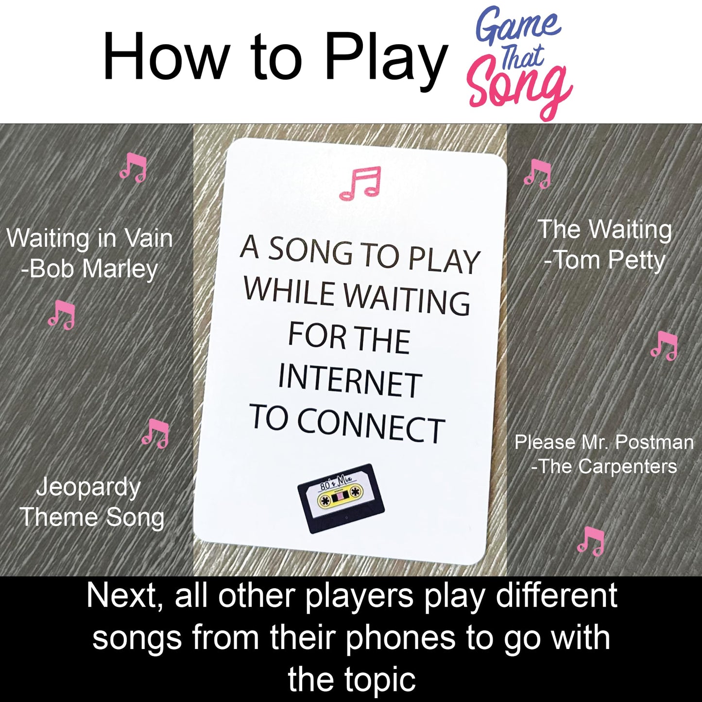 Game That Song 80s Mix Expansion - 50 New Cards for Nostalgic Family and Party Fun