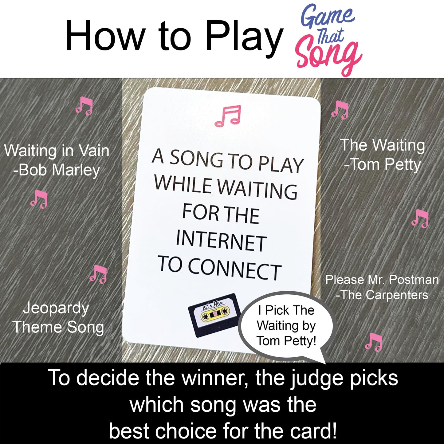 Game That Song 80s Mix Expansion - 50 New Cards for Nostalgic Family and Party Fun