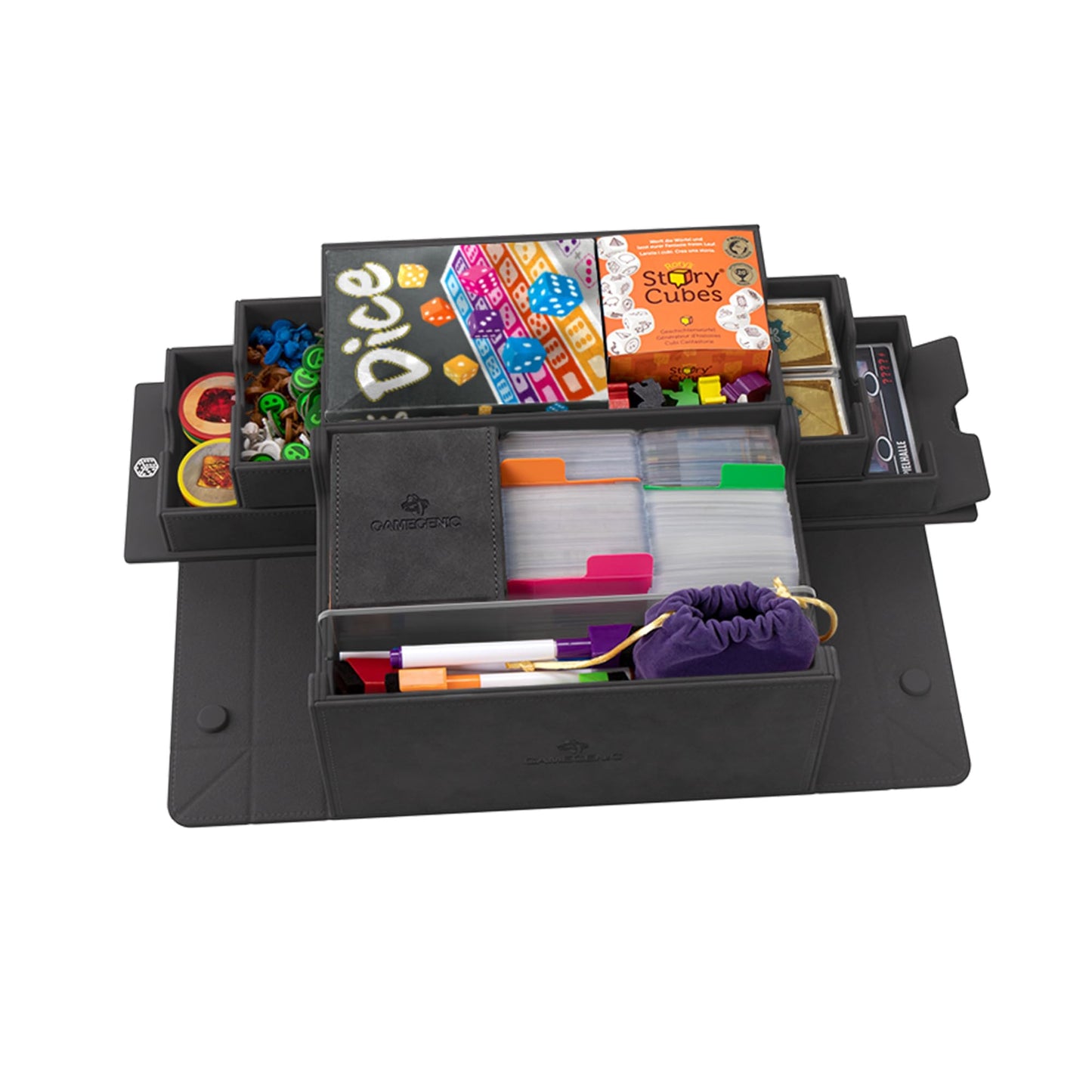 Gamegenic Game's Lair 600+ Convertible Deck Box – Holds 600 Cards | Premium Nexofyber Surface, Black