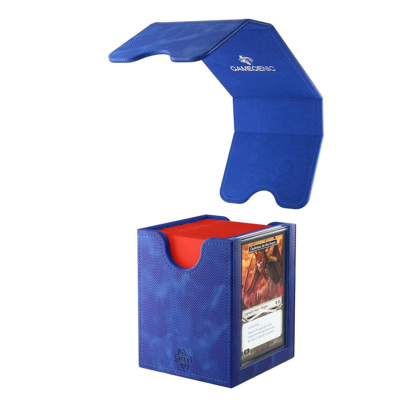 Gamegenic Squire Plus 100+ XL Convertible Deck Box – Holds 100 Double-Sleeved Cards (Blue)