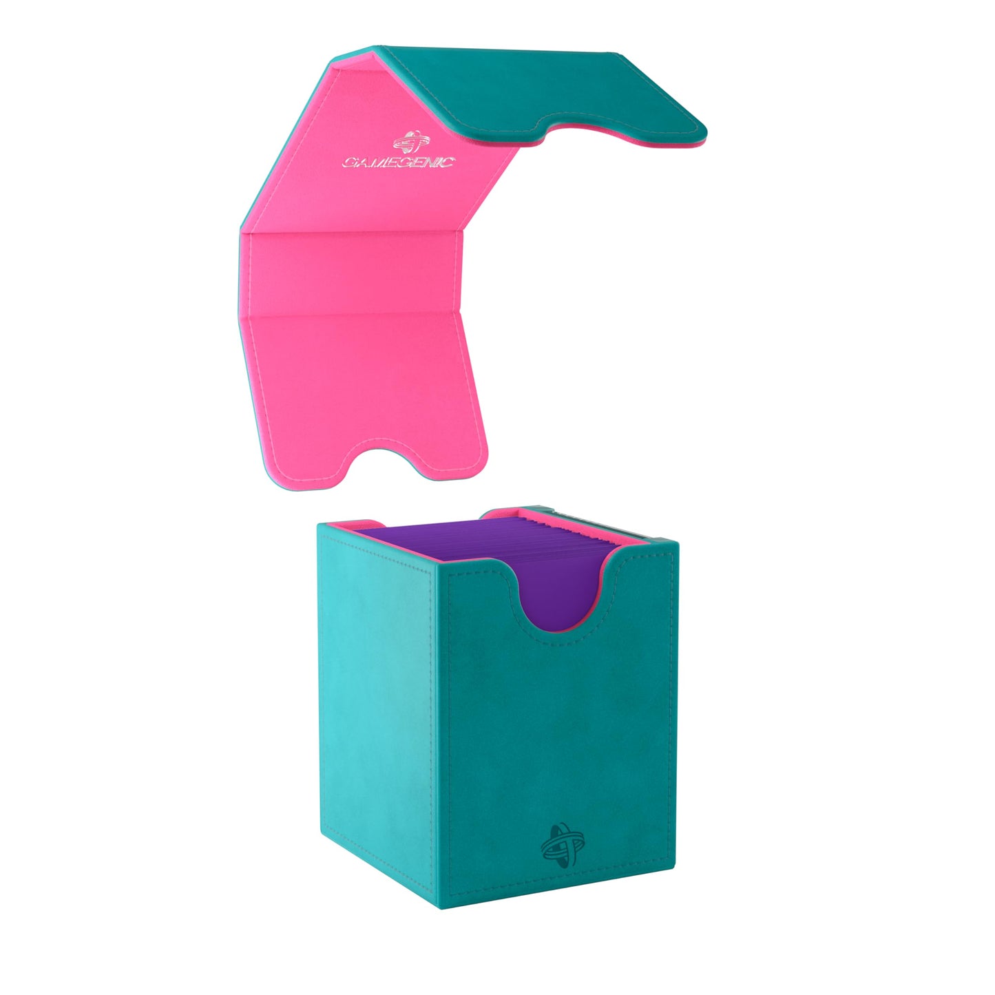 Gamegenic Squire Plus 100+ XL Convertible Deck Box – Teal/Pink, Commander-Ready