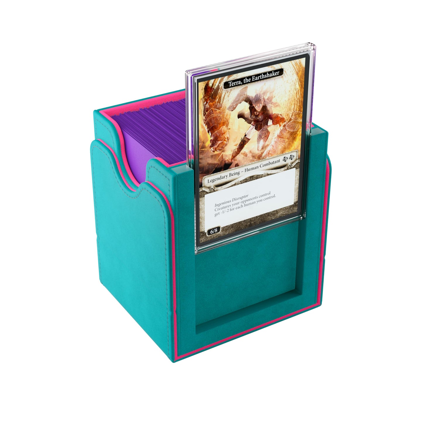 Gamegenic Squire Plus 100+ XL Convertible Deck Box – Teal/Pink, Commander-Ready
