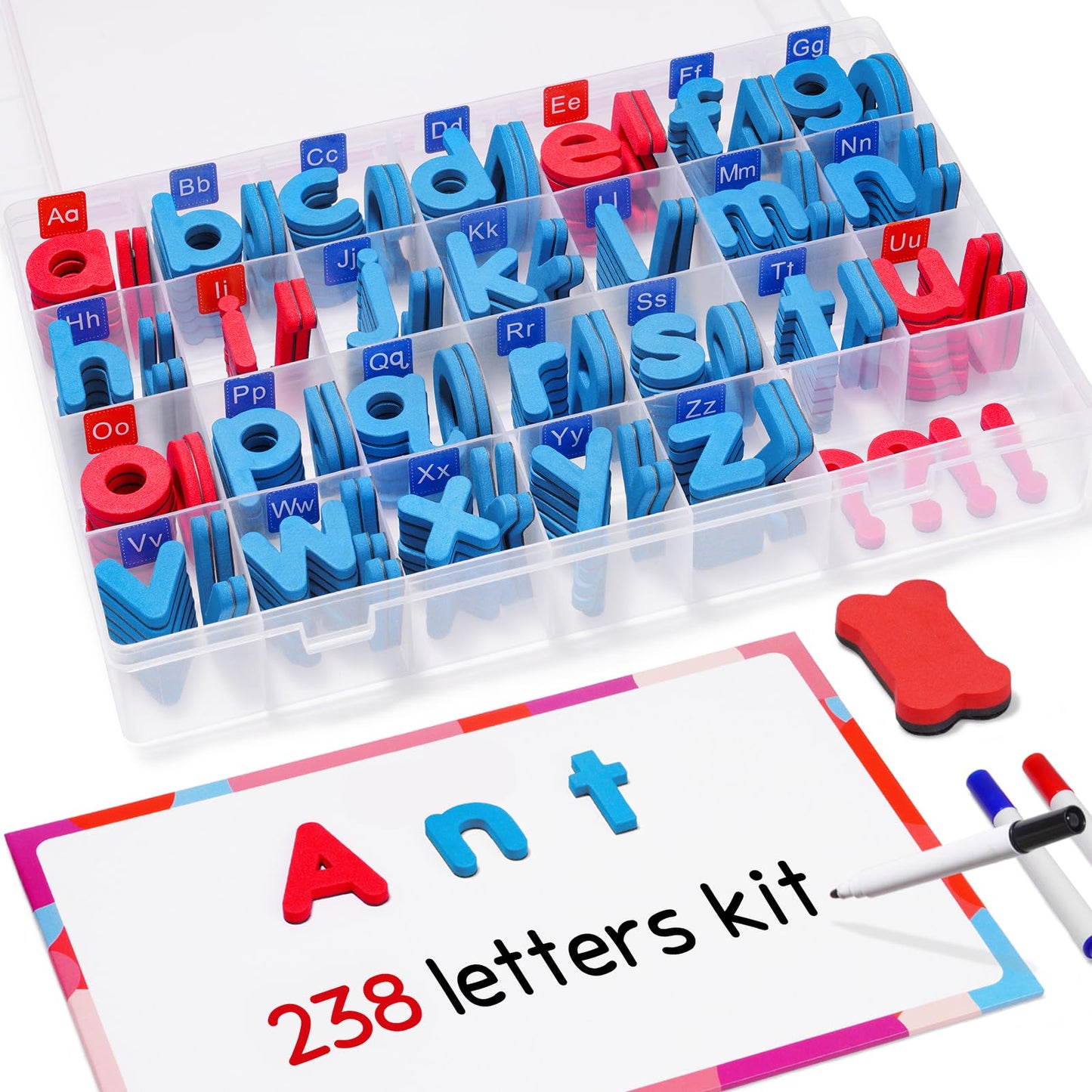 GAMENOTE Classroom Magnetic Letters Kit – 238 Pcs with Double-Sided Board