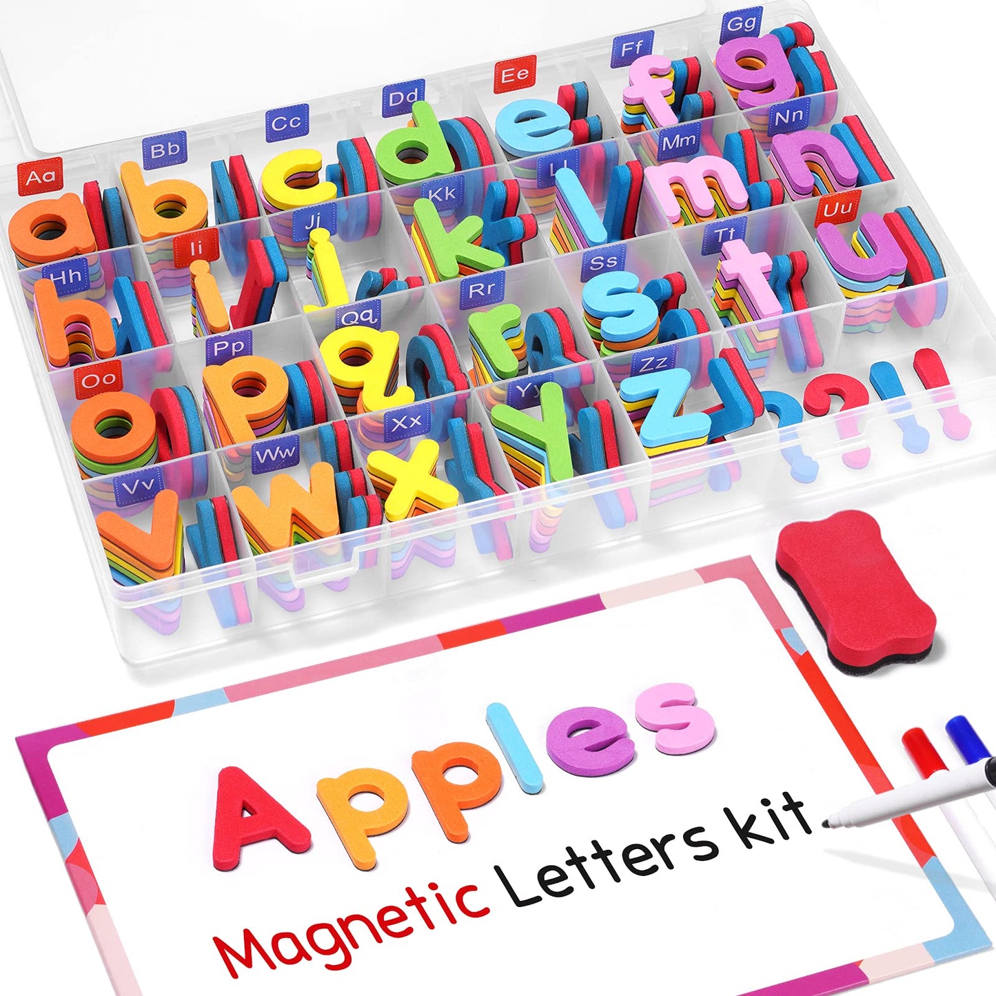 GAMENOTE Classroom Magnetic Alphabet Letters Kit – 234 Pcs with Double-Sided Board