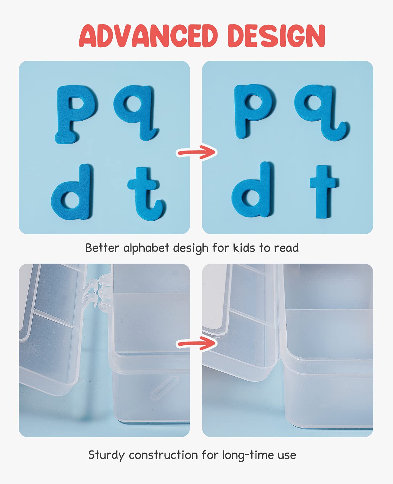 GAMENOTE Classroom Magnetic Letters Kit – 238 Pcs with Double-Sided Board
