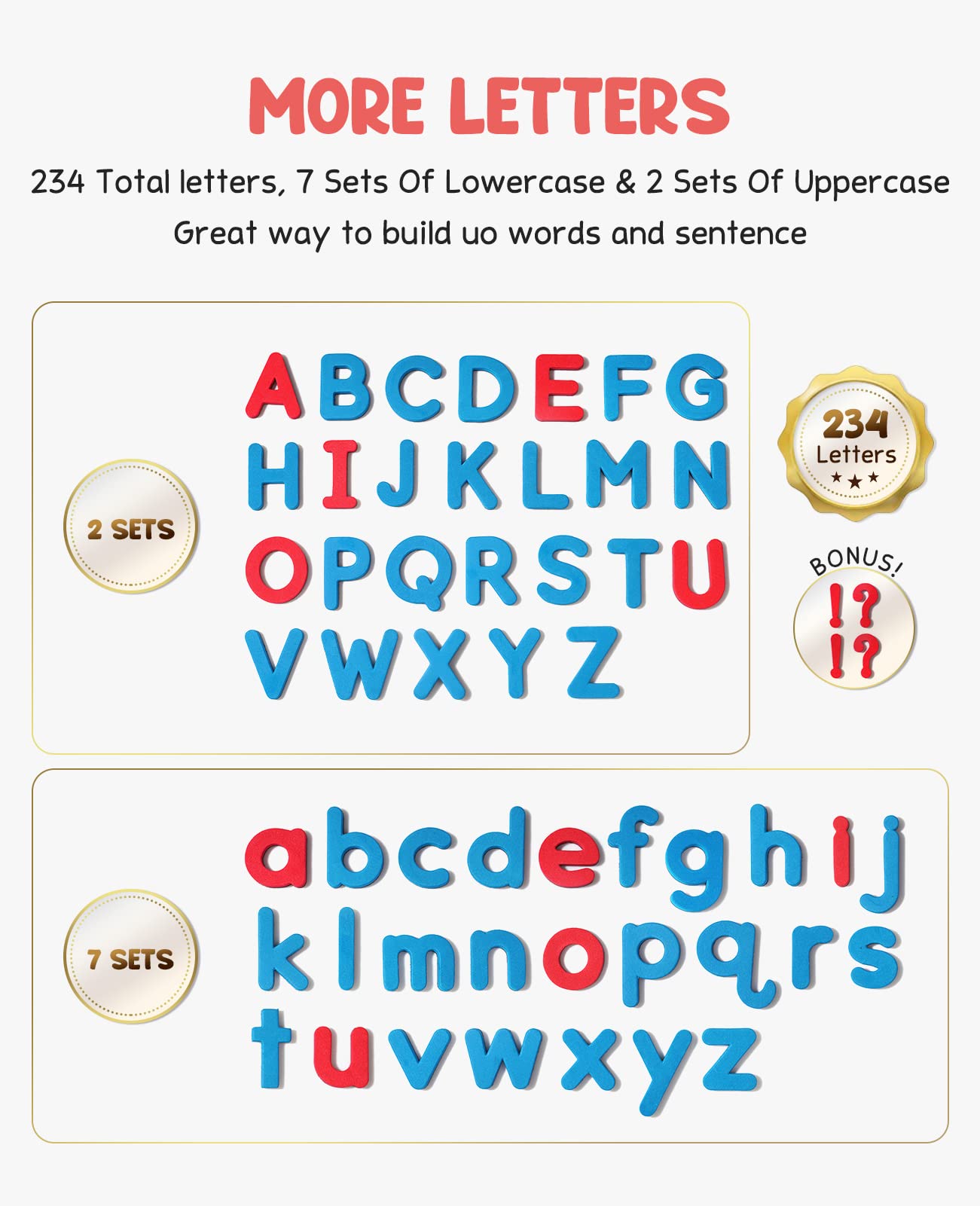 GAMENOTE Classroom Magnetic Letters Kit – 238 Pcs with Double-Sided Board