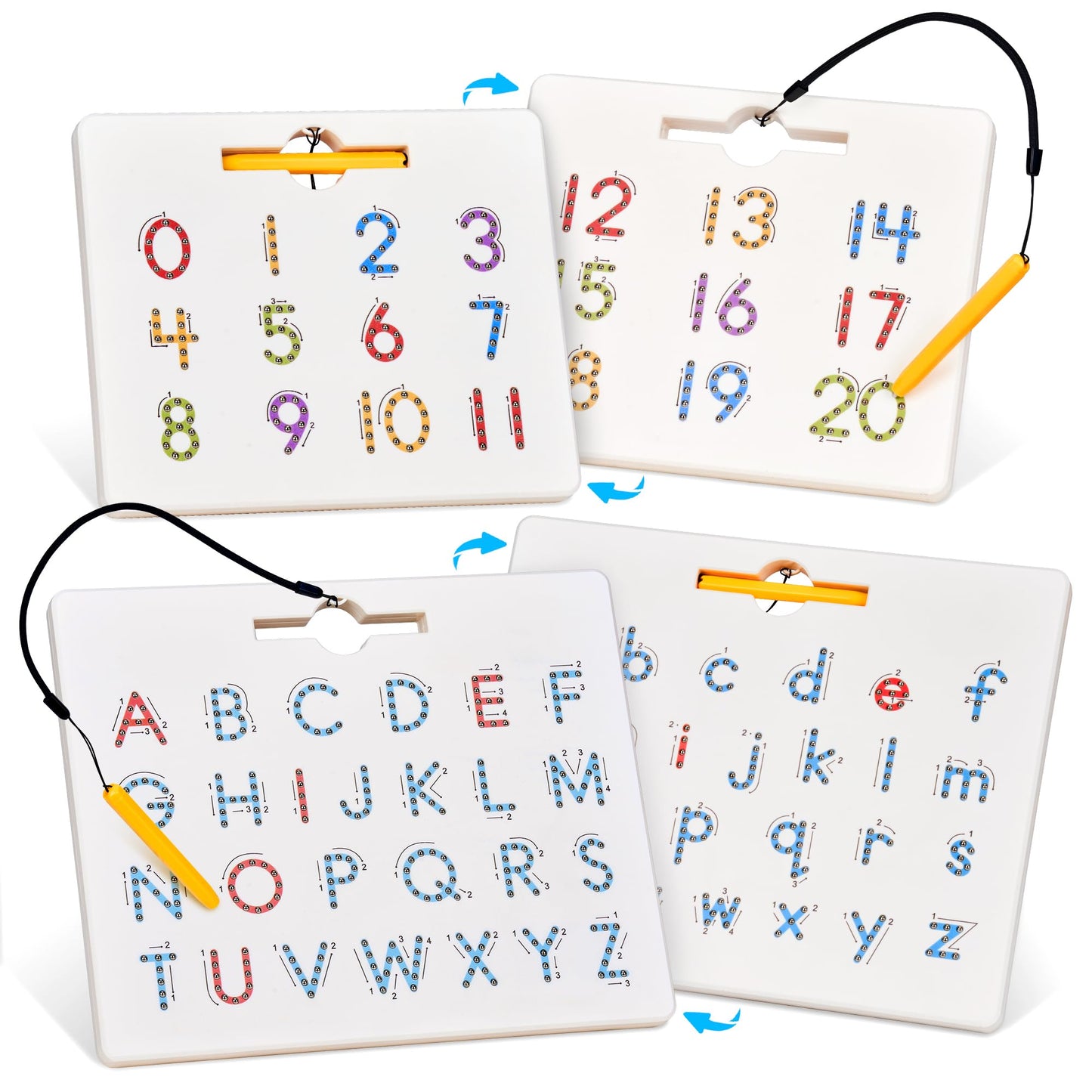 GAMENOTE Double-Sided Magnetic Letter and Number Board Set – ABC Tracing for Toddlers