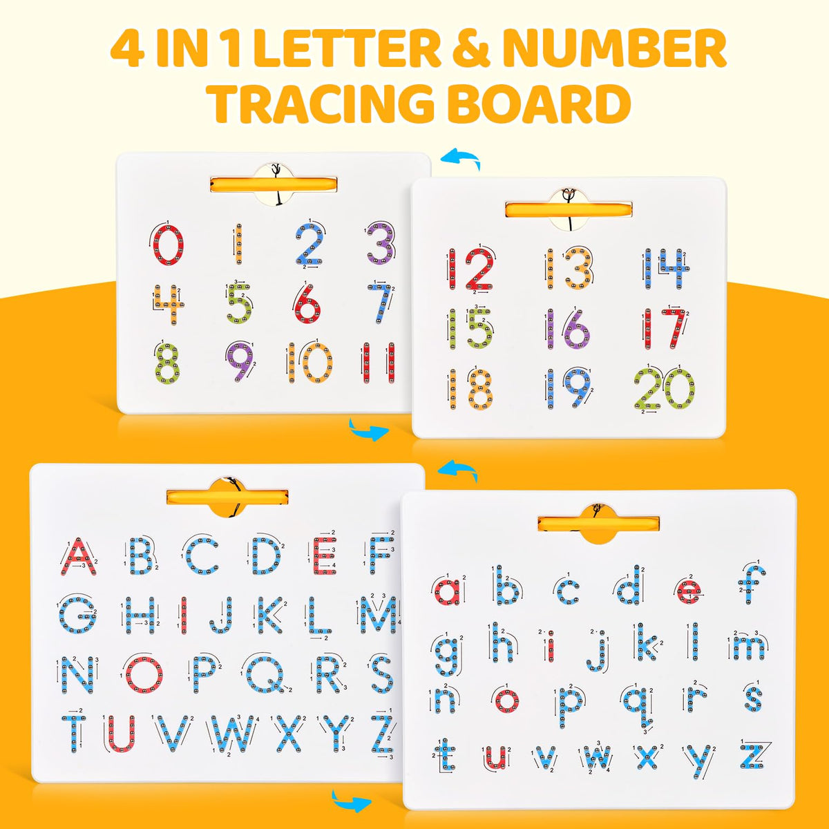 GAMENOTE Double-Sided Magnetic Letter and Number Board Set – ABC Tracing for Toddlers