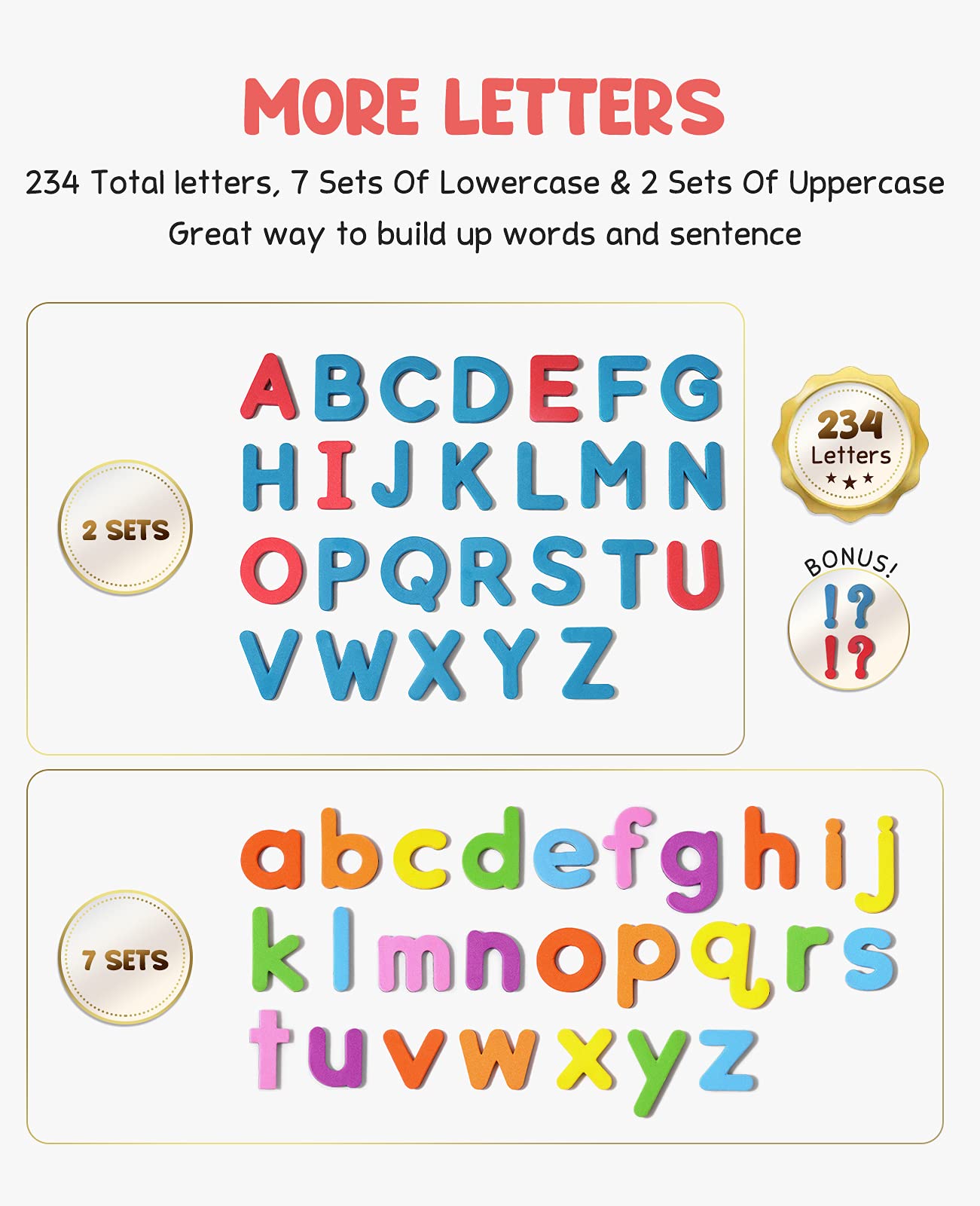 GAMENOTE Classroom Magnetic Alphabet Letters Kit – 234 Pcs with Double-Sided Board