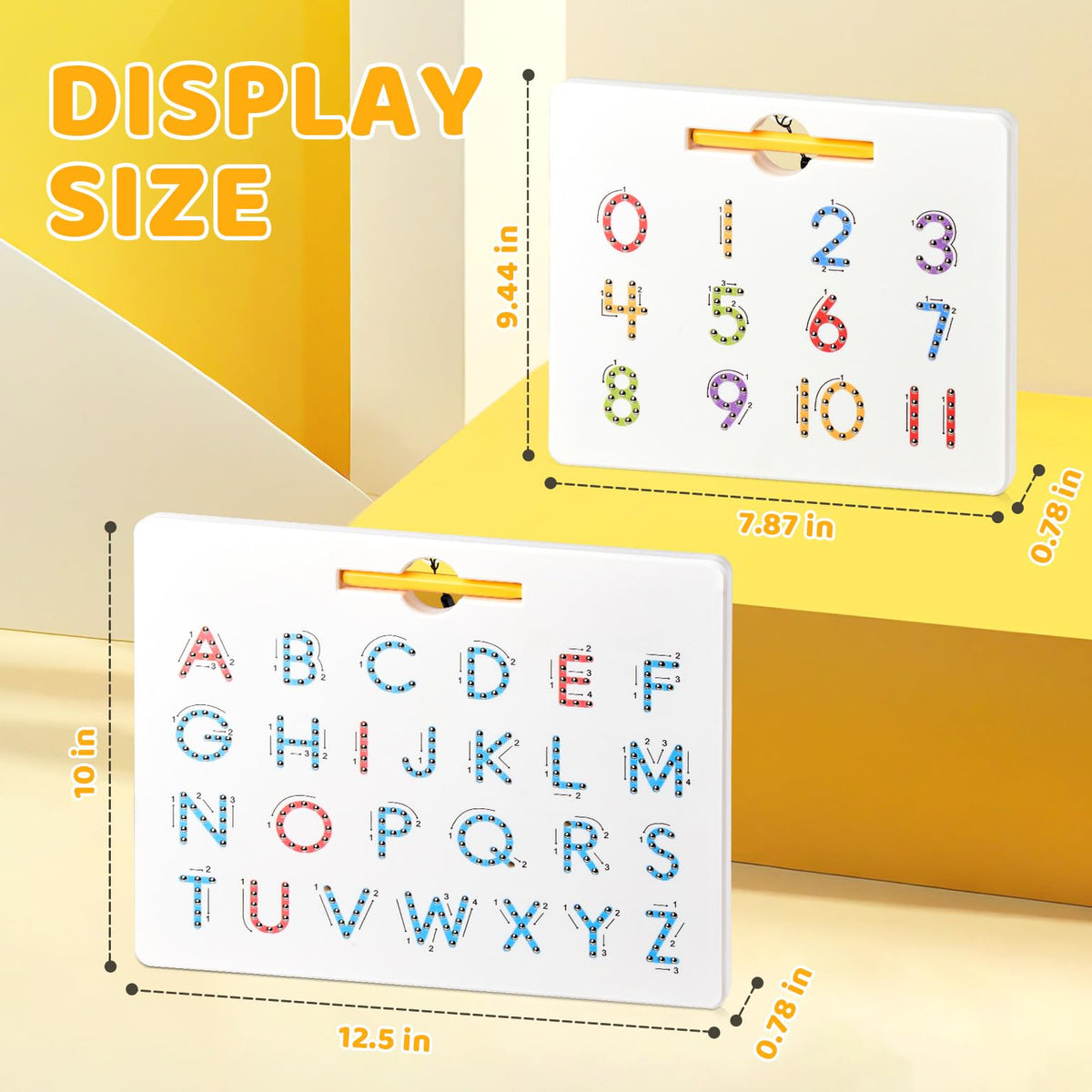 GAMENOTE Double-Sided Magnetic Letter and Number Board Set – ABC Tracing for Toddlers