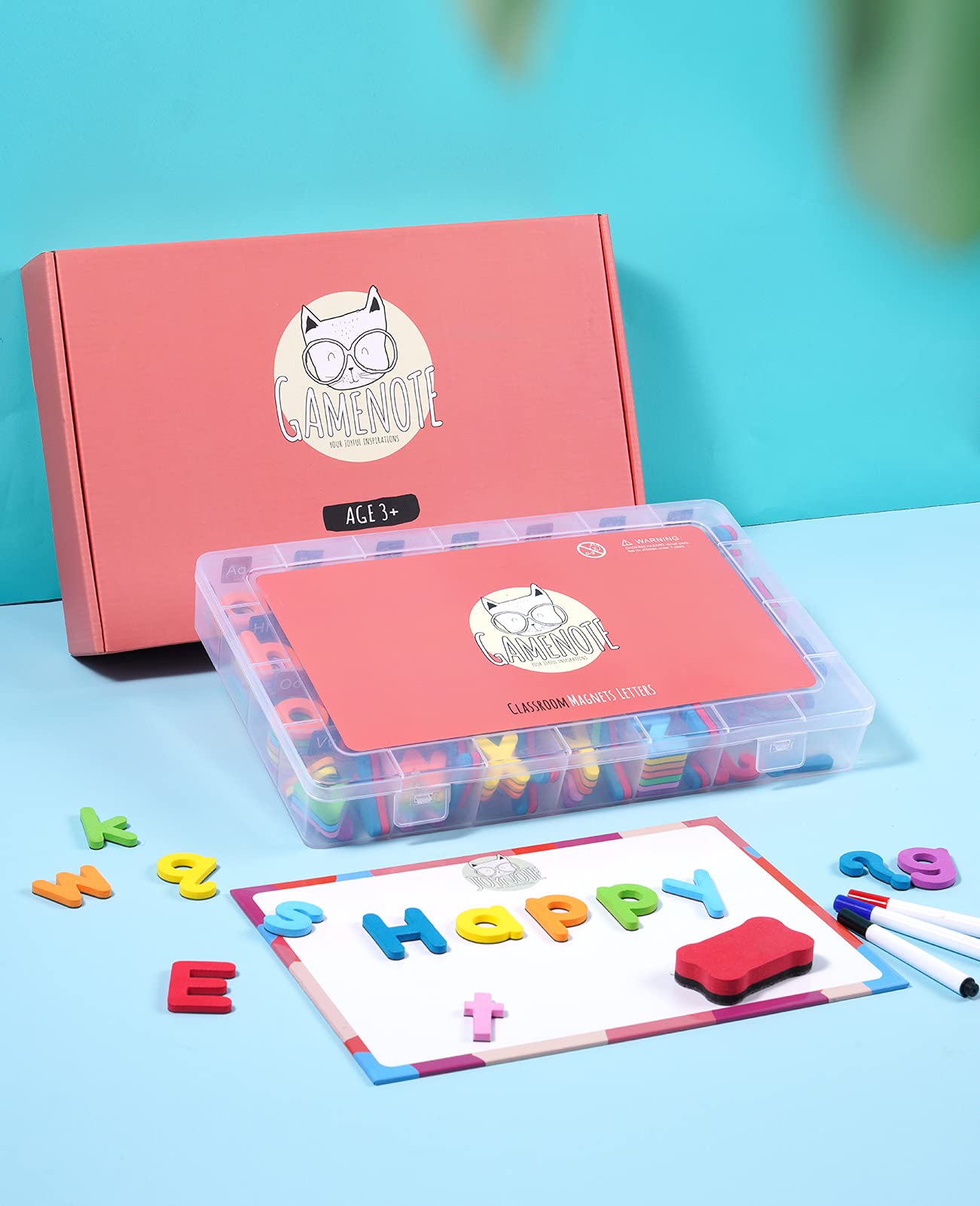GAMENOTE Classroom Magnetic Alphabet Letters Kit – 234 Pcs with Double-Sided Board