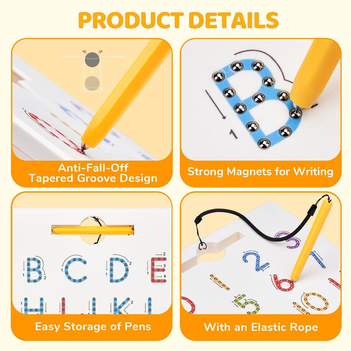 GAMENOTE Double-Sided Magnetic Letter and Number Board Set – ABC Tracing for Toddlers