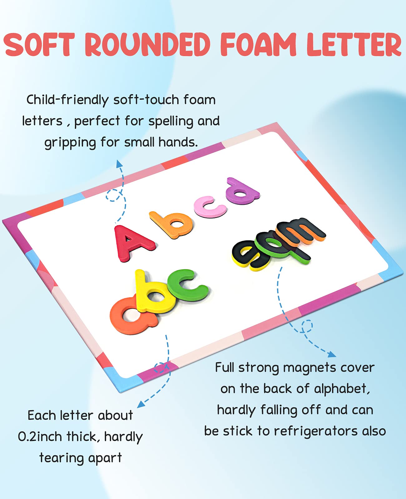 GAMENOTE Classroom Magnetic Alphabet Letters Kit – 234 Pcs with Double-Sided Board