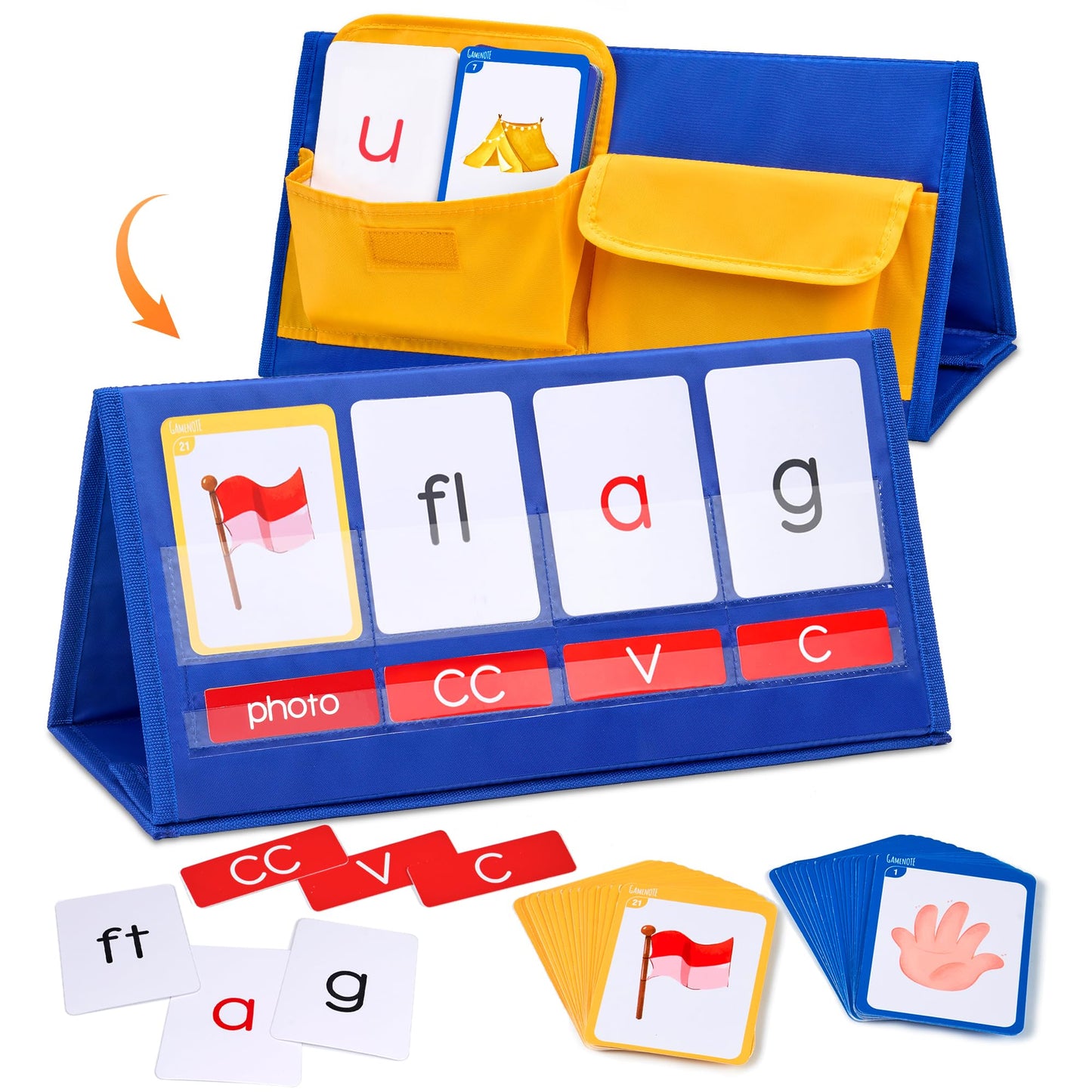 GAMENOTE Word Building Desktop Pocket Chart – CVCC/CCVC Phonics Game & Sight Words for Kindergarten