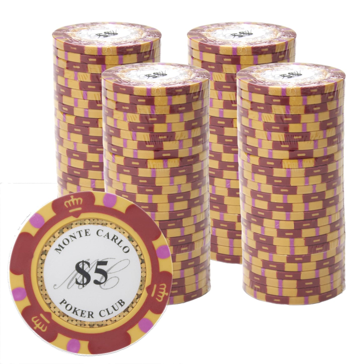 Gamers Lounge Monte Carlo 14g Poker Chips (100-Pack) – Premium Heavyweight Clay Composite
