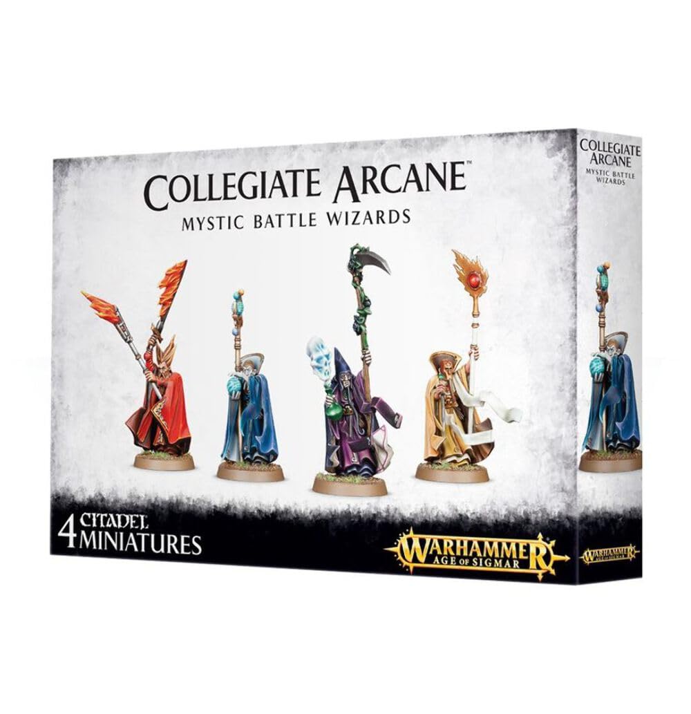 Games Workshop Collegiate Arcane Mystic Battle Wizards Miniature – 4 Battlemages (Schwarz)