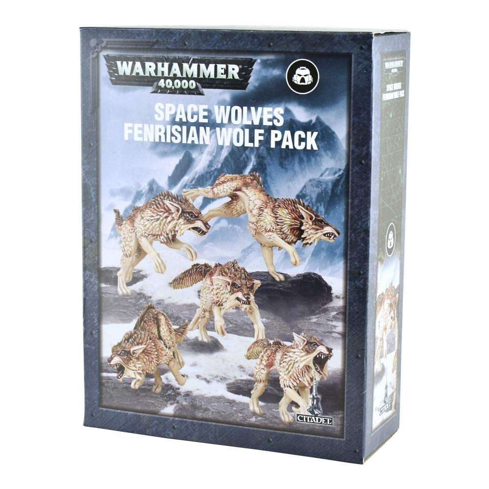 Games Workshop Space Wolves Fenrisian Wolf Pack Plastic Kit 99120101221 – 5 Wolves & 5 Bases