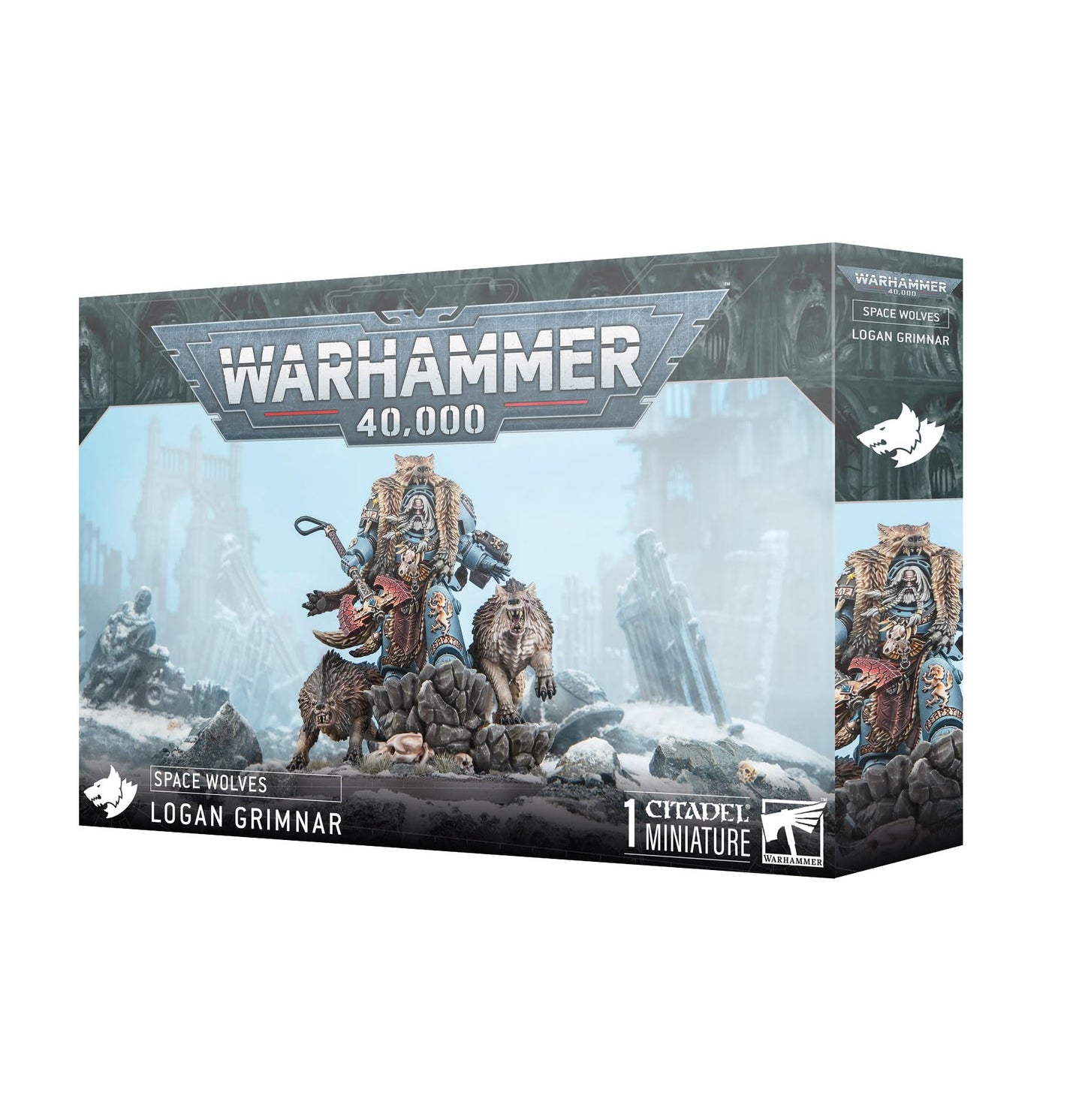 Games Workshop Warhammer 40,000 Space Wolves Logan Grimnar Miniature | Thunderwolves & Axe Morkai