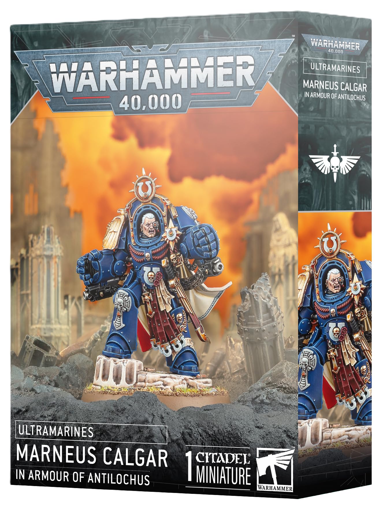 Games Workshop Warhammer 40K Ultramarines: Marneus Calgar in Armor of Antilochus | Miniature Kit