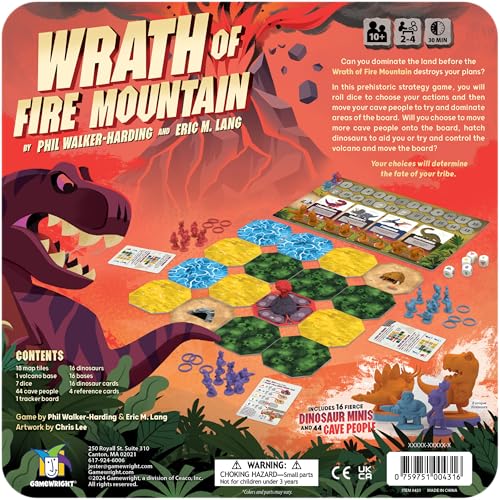 Gamewright Wrath of Fire Mountain – Strategic Tile-Shift Board Game for 2-4 Players (Ages 10+)