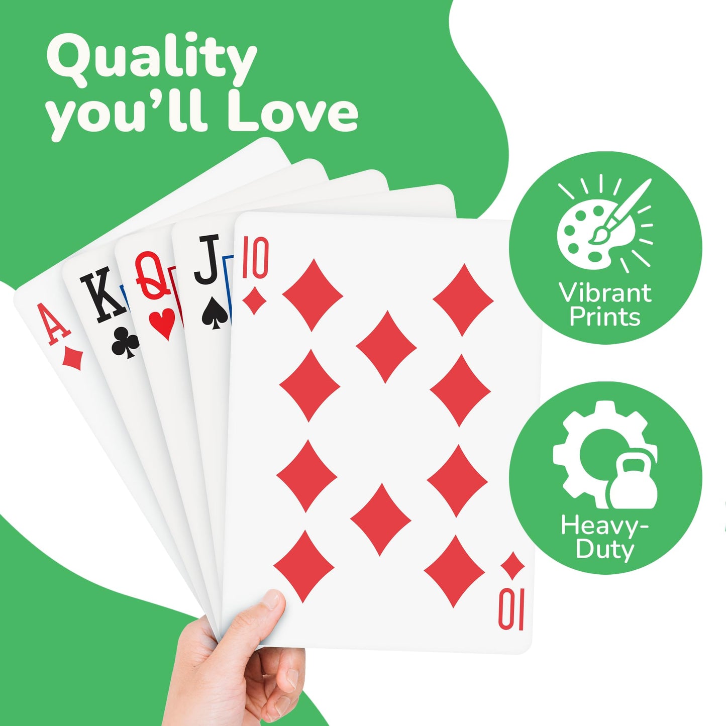 Gamie Giant Poker Jumbo Playing Cards – Extra Large 10.5 x 14.5 Inches (52 Cards + 2 Jokers)