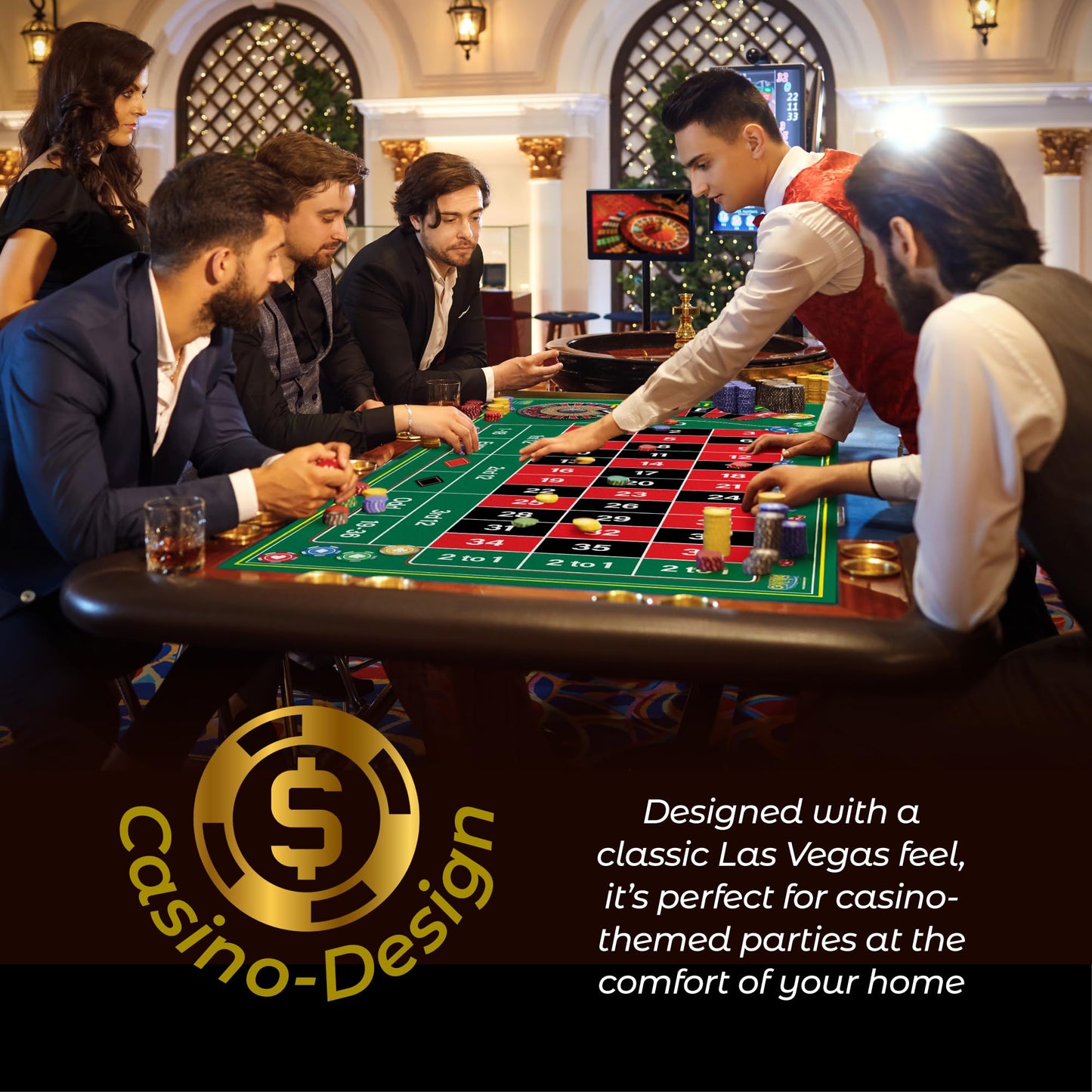 Gamie Double-Sided Roulette & Craps Table Mat — 36x72 Premium Felt for Home Casinos
