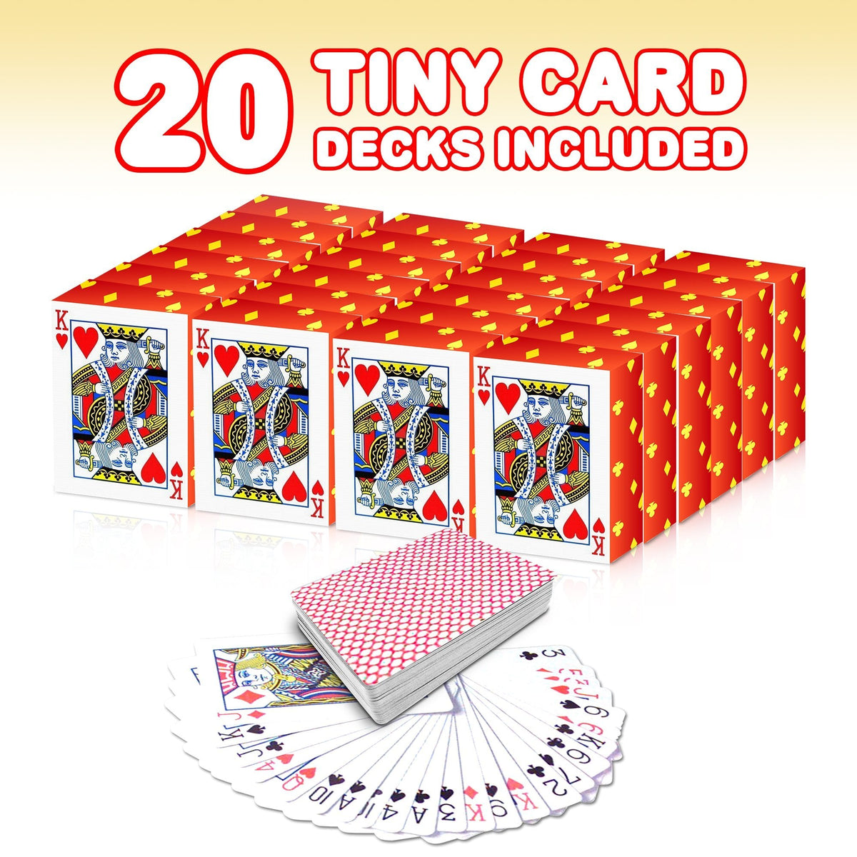 Gamie 20 Mini Playing Cards - 1.5-inch Decks for Parties, Gifts & Portable Fun