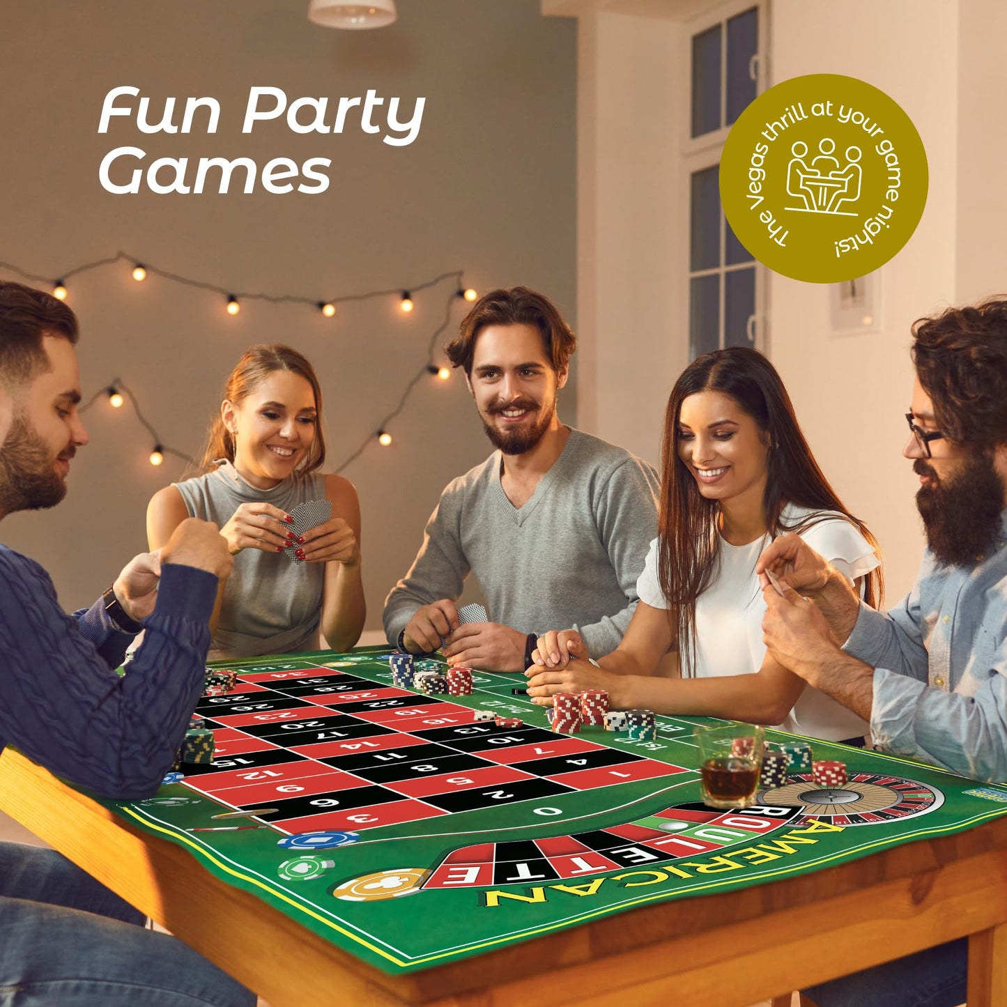 Gamie Double-Sided Roulette & Craps Table Mat — 36x72 Premium Felt for Home Casinos