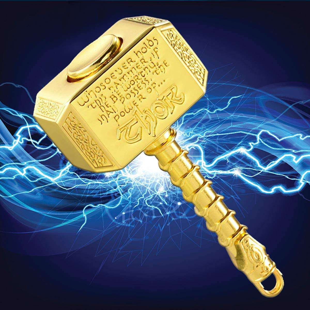 Gamtec Fidget Chain Hammer Spinner – Metal Mjolnir Design, Stress Relief Toy (Golden)