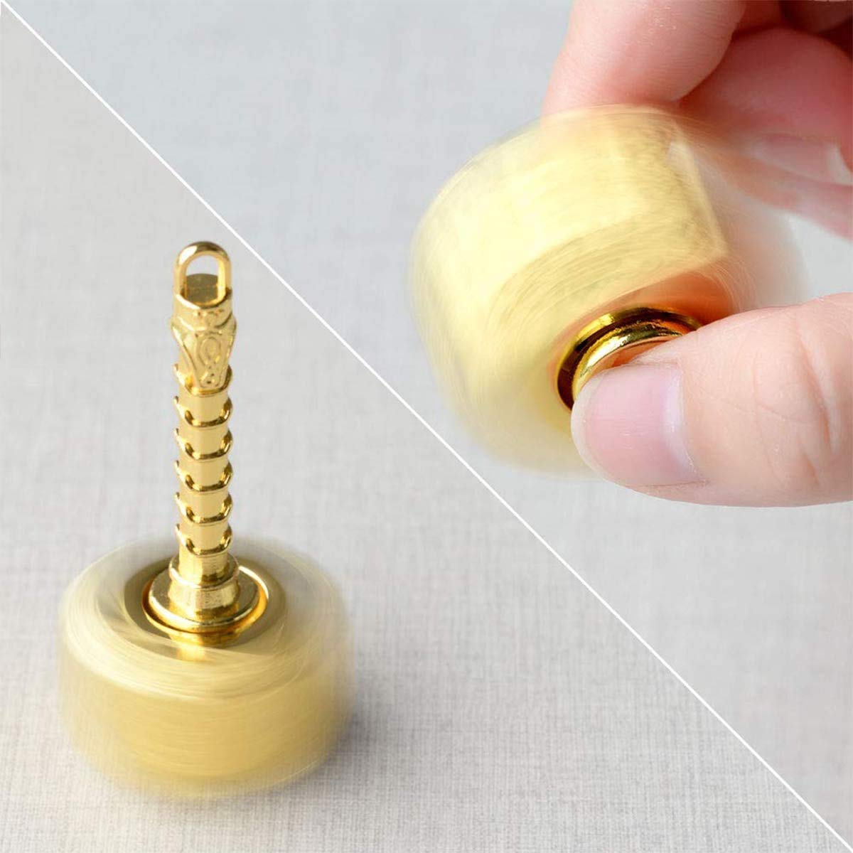 Gamtec Fidget Chain Hammer Spinner – Metal Mjolnir Design, Stress Relief Toy (Golden)