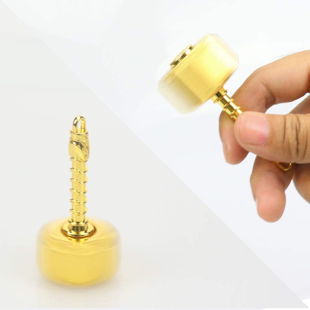 Gamtec Fidget Chain Hammer Spinner – Metal Mjolnir Design, Stress Relief Toy (Golden)