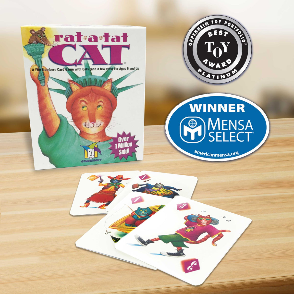 Gamewright Rat-A-Tat Cat Card Game – Family Card Game for 2–6 Players