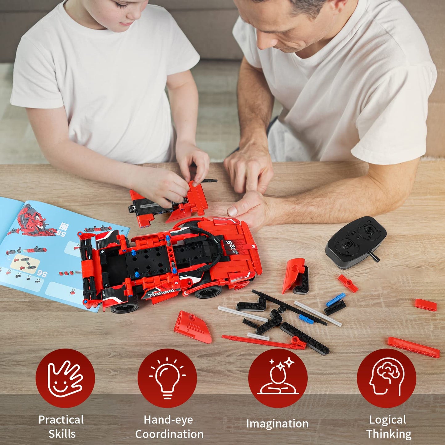 GAMZOO RC Toy – 2-in-1 Remote Control Racing Car & 351-Piece Building Kit
