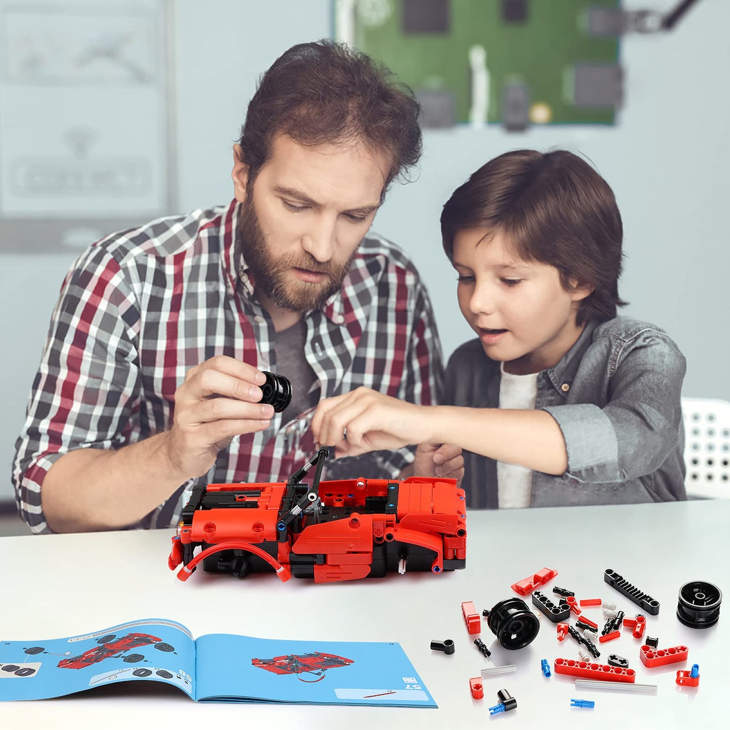GAMZOO RC Toy – 2-in-1 Remote Control Racing Car & 351-Piece Building Kit
