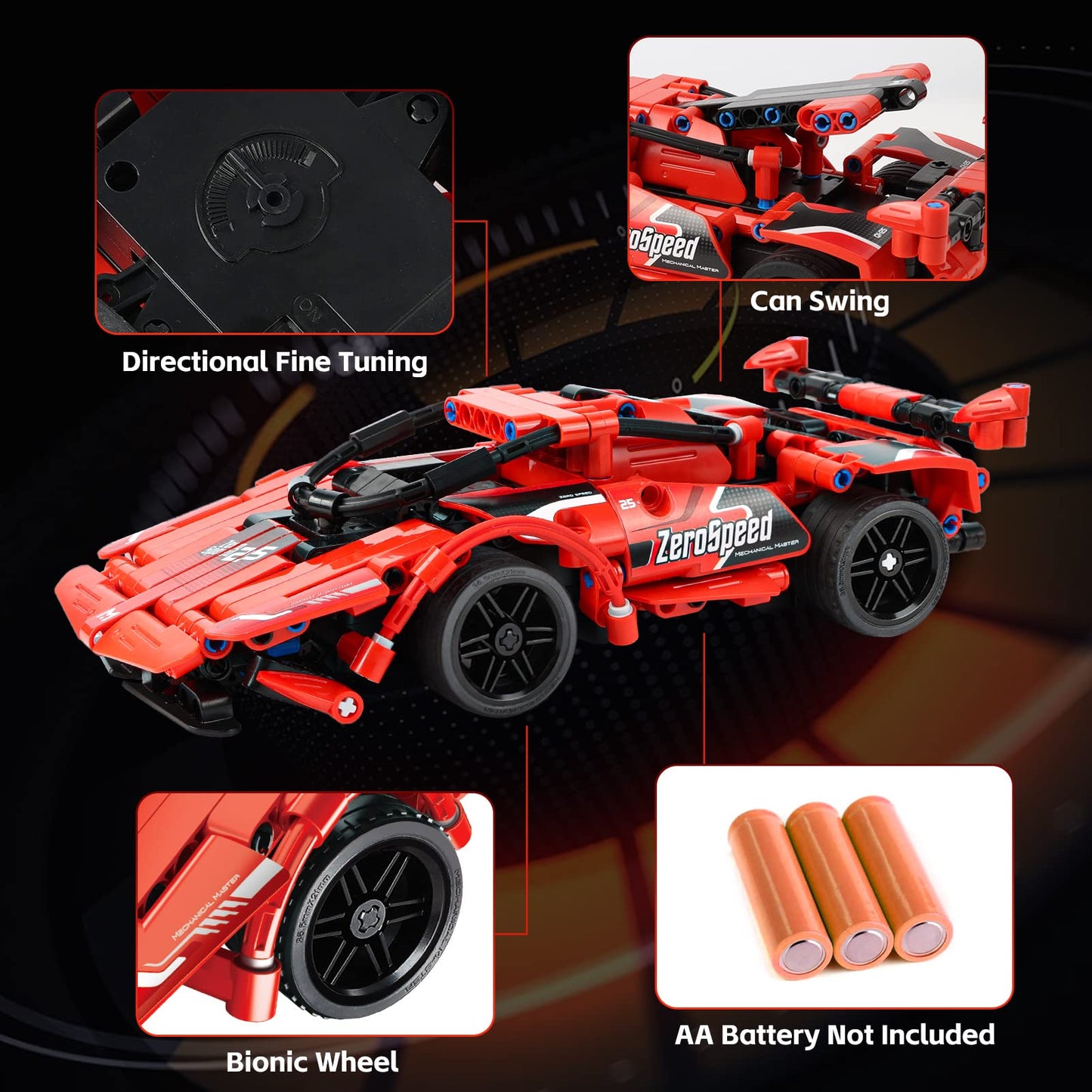 GAMZOO RC Toy – 2-in-1 Remote Control Racing Car & 351-Piece Building Kit
