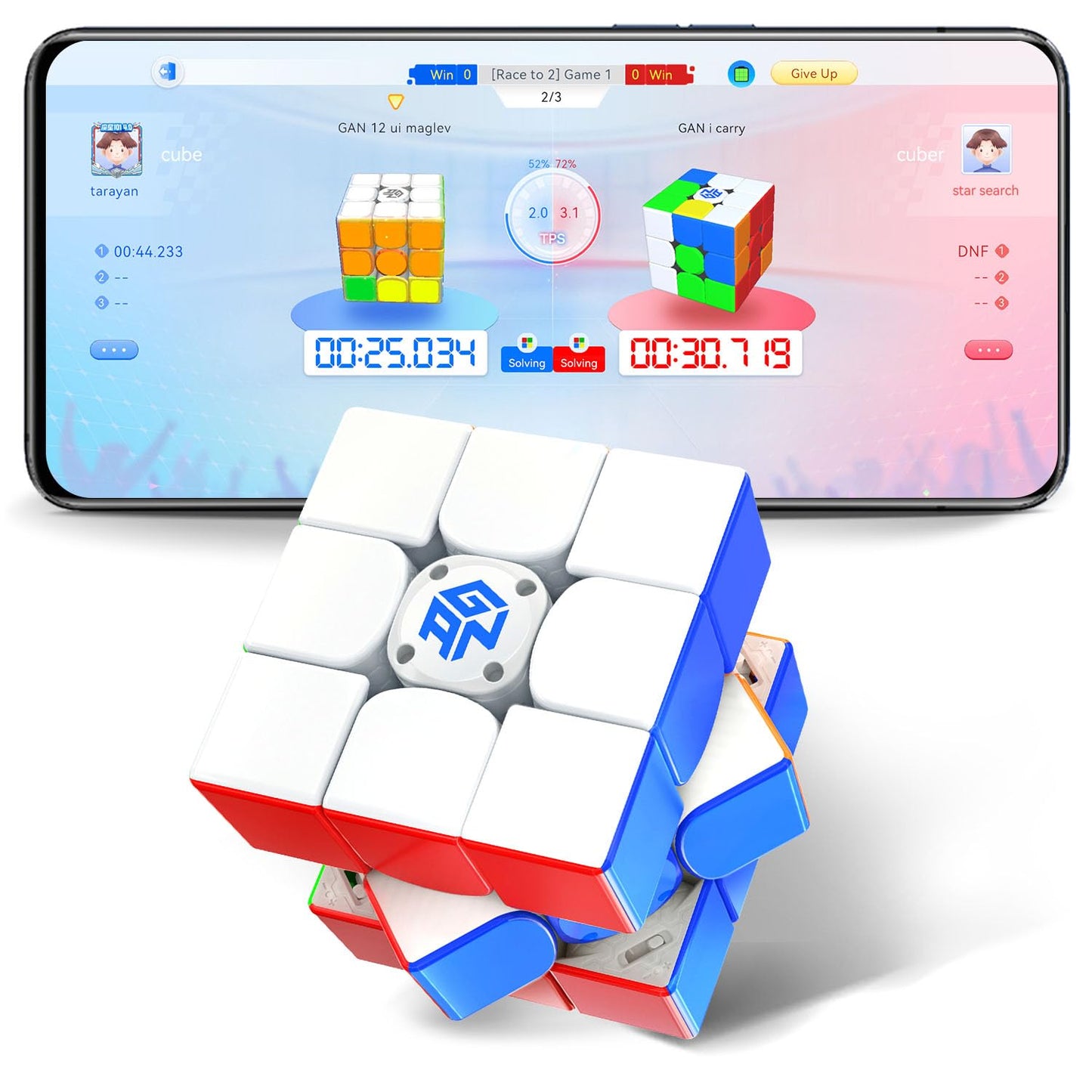 GAN 12 UI MagLev: Smart 3x3 Speed Cube with PowerPod Battery, Bluetooth App & Online Rankings
