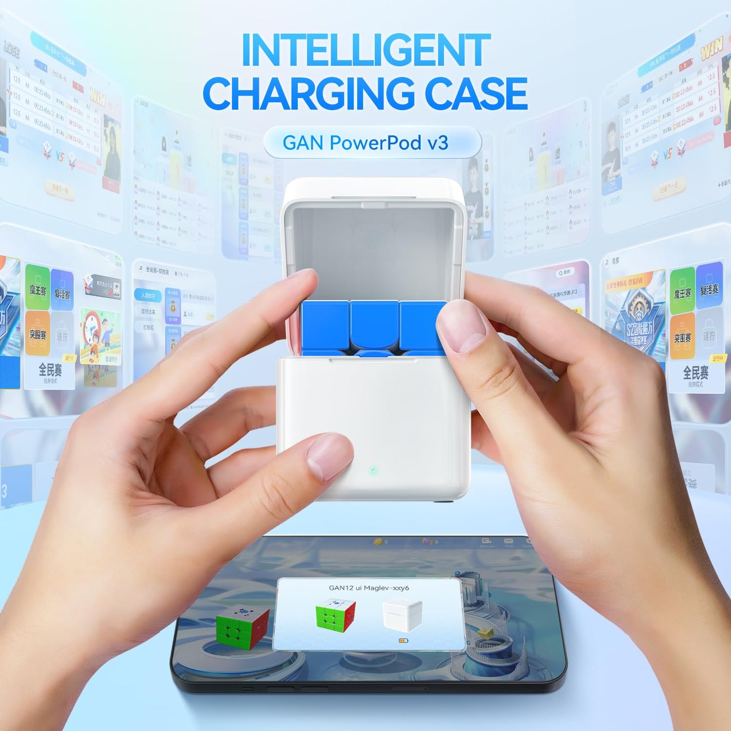 GAN 12 UI MagLev: Smart 3x3 Speed Cube with PowerPod Battery, Bluetooth App & Online Rankings