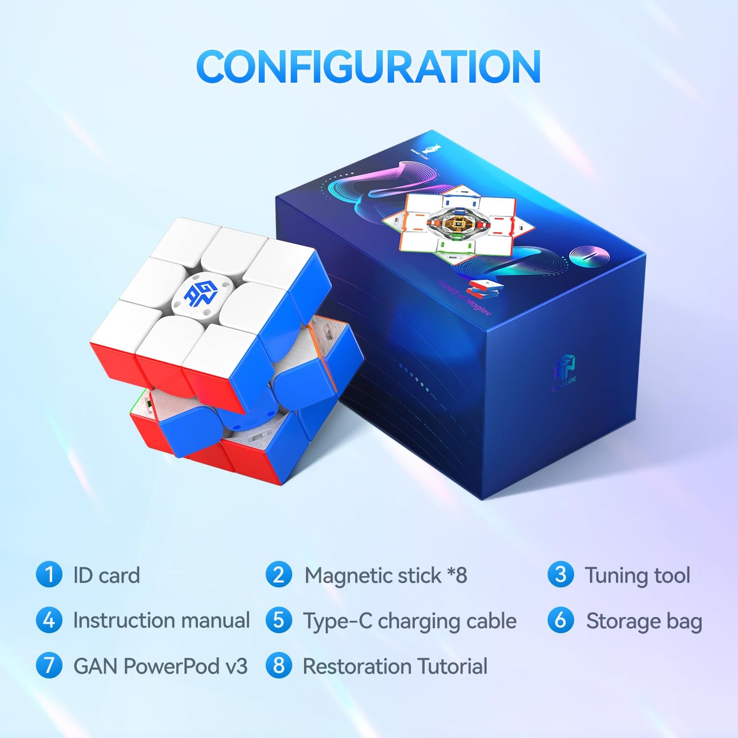 GAN 12 UI MagLev: Smart 3x3 Speed Cube with PowerPod Battery, Bluetooth App & Online Rankings