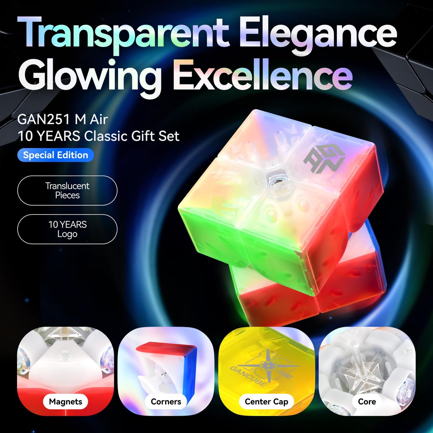 GAN 251 M Air 10th Anniversary Edition – Magnetic 2x2 Speed Cube by GAN