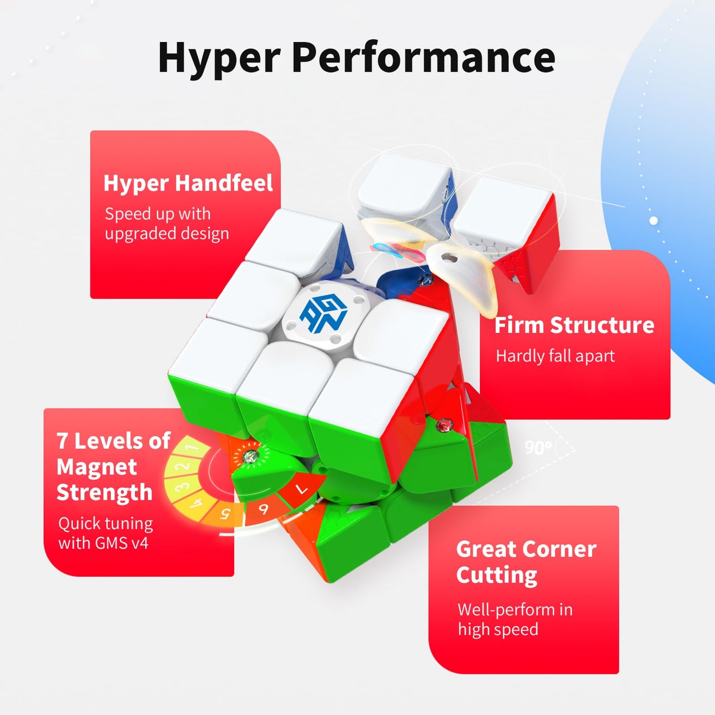 GAN 356 i3 Stickerless 3x3 Speed Cube – Magnetic Smart Cube with App Training & Online Battles
