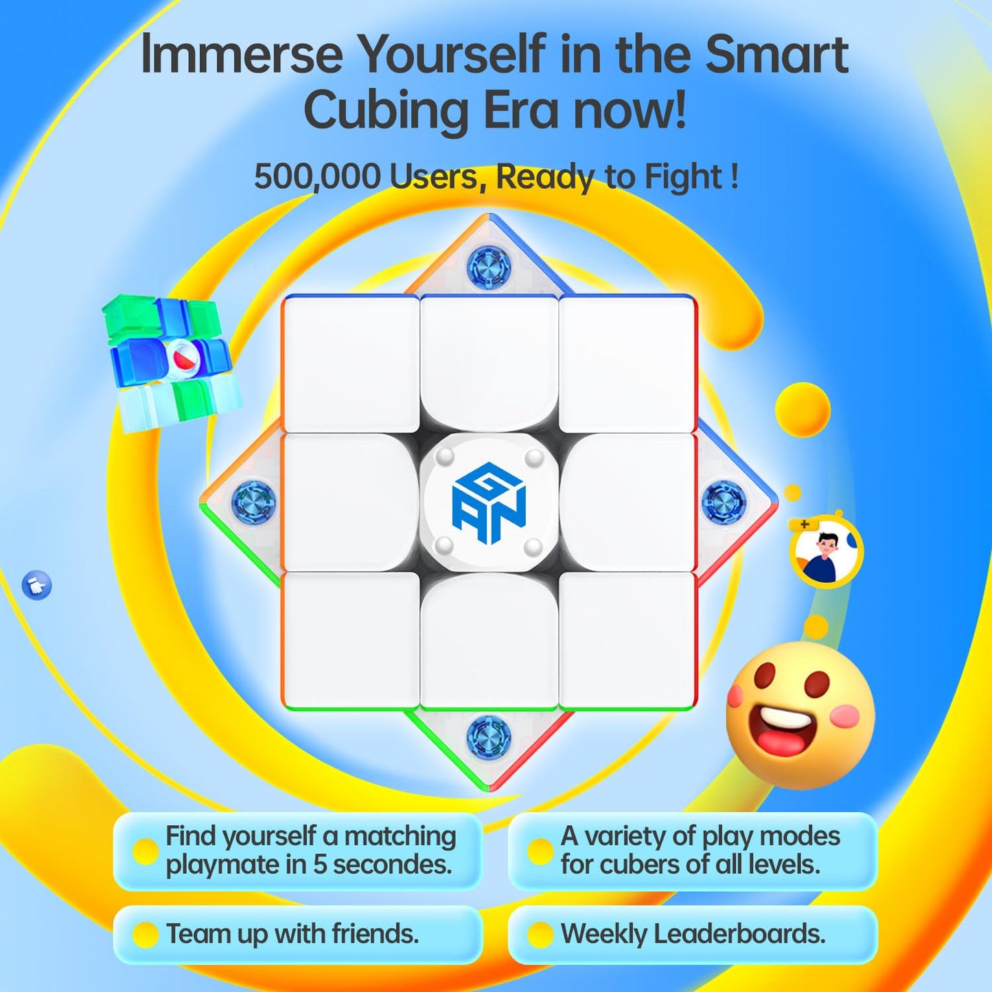 GAN 356 iCarry 2 – Smart Speed Cube with Magnetic Timer, App Connectivity & Replaceable Battery