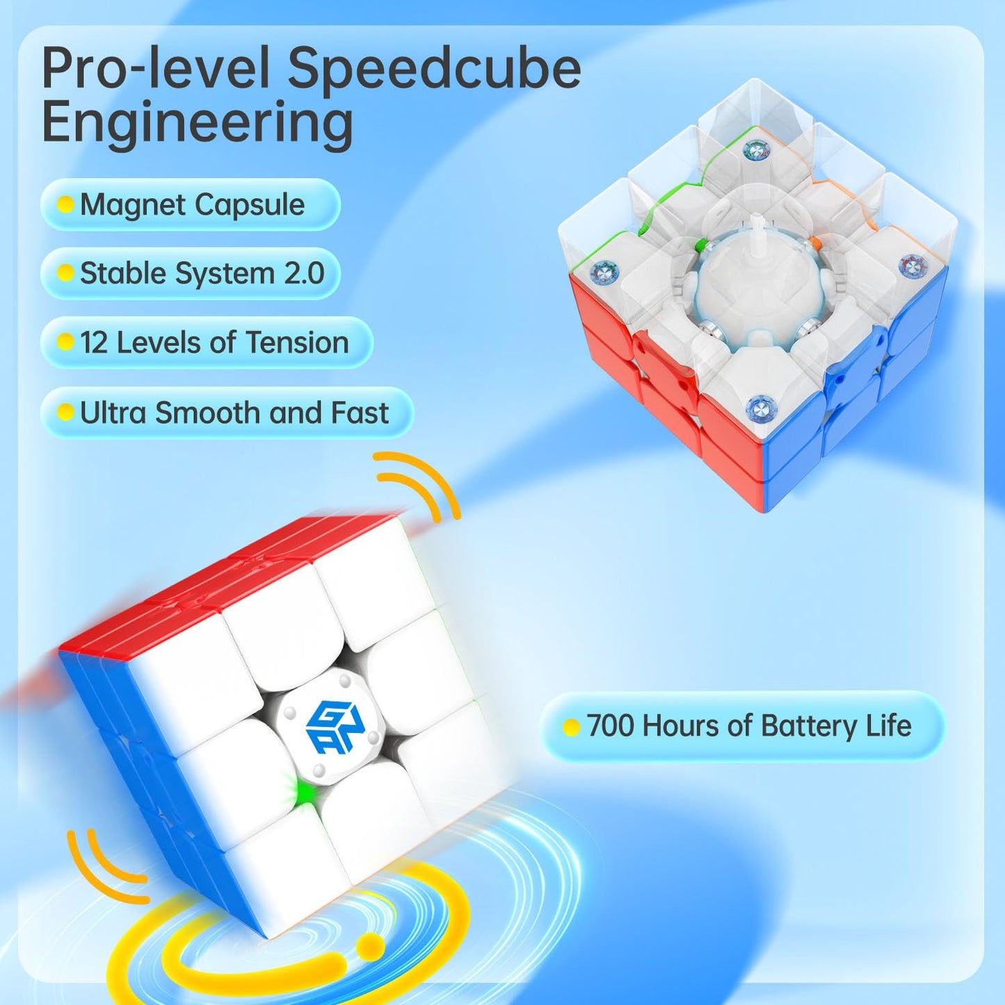 GAN 356 iCarry 2 – Smart Speed Cube with Magnetic Timer, App Connectivity & Replaceable Battery