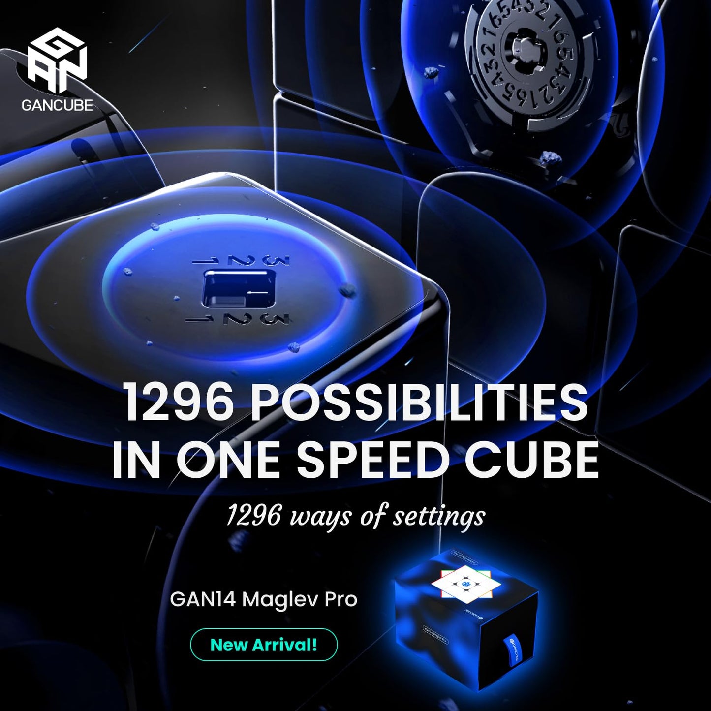 GAN 14 Maglev Pro Magnetic Speed Cube – 56mm, Anti-Pop, Center Locking, UV Coated