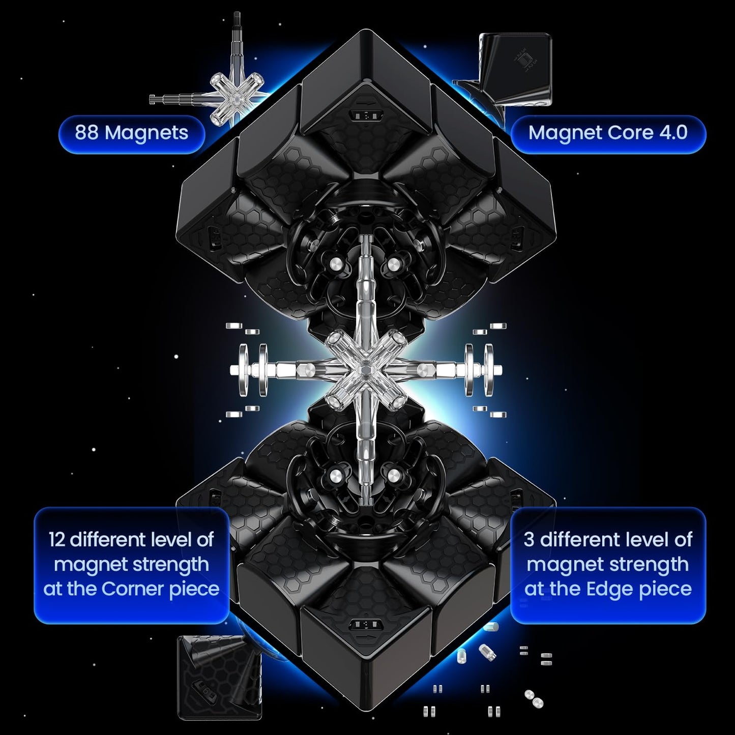 GAN 14 Maglev Pro Magnetic Speed Cube – 56mm, Anti-Pop, Center Locking, UV Coated