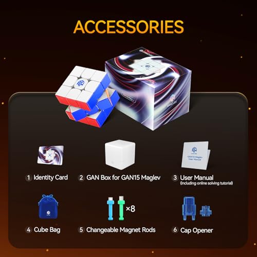 GAN 15 Maglev Speed Cube 3x3 | Ultra-Light 58.6g Magnetic Puzzle with GES V3 & UV Coating