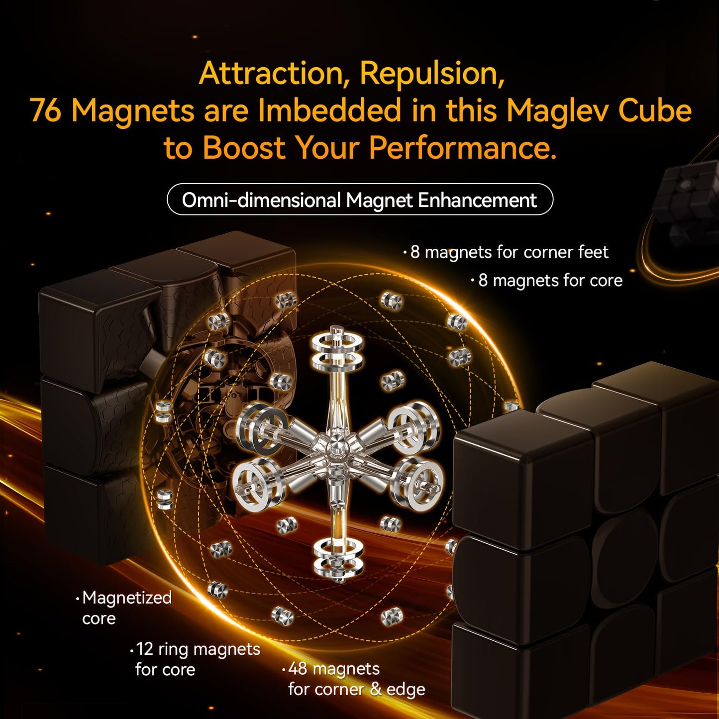 GAN 15 Maglev Speed Cube 3x3 | Ultra-Light 58.6g Magnetic Puzzle with GES V3 & UV Coating